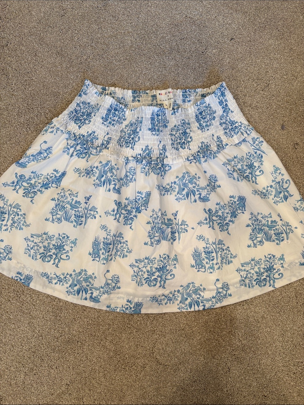 Hill House White Skirt with Blue Floral Print